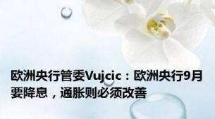 欧洲央行管委Vujcic：欧洲央行9月要降息，通胀则必须改善