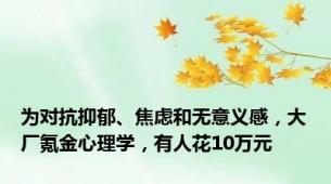 为对抗抑郁、焦虑和无意义感，大厂氪金心理学，有人花10万元