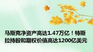 马斯克净资产高达1.47万亿！特斯拉持股和期权价值高达1200亿美元