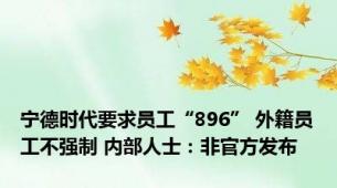 宁德时代要求员工“896” 外籍员工不强制 内部人士：非官方发布