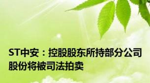 ST中安：控股股东所持部分公司股份将被司法拍卖