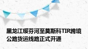 黑龙江绥芬河至莫斯科TIR跨境公路货运线路正式开通