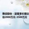 勘设股份：副董事长提议回购股份2000万元-3500万元