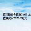 百川股份今日涨7.9% 上塘路席位净买入7373.2万元