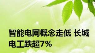 智能电网概念走低 长城电工跌超7%