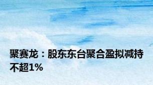 聚赛龙：股东东台聚合盈拟减持不超1%