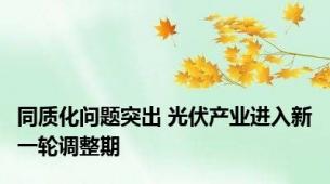 同质化问题突出 光伏产业进入新一轮调整期