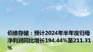 佰维存储：预计2024年半年度归母净利润同比增长194.44%至211.31%