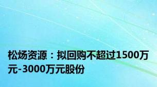 松炀资源：拟回购不超过1500万元-3000万元股份