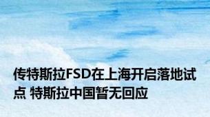 传特斯拉FSD在上海开启落地试点 特斯拉中国暂无回应