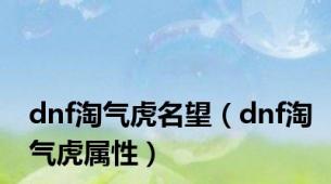 dnf淘气虎名望（dnf淘气虎属性）