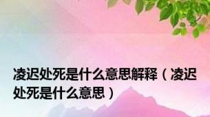 凌迟处死是什么意思解释（凌迟处死是什么意思）