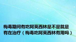 梅毒期间有吃阿莫西林是不是就是有在治疗（梅毒吃阿莫西林有用吗）