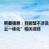 熙菱信息：目前暂不涉及“车路云一体化”相关项目