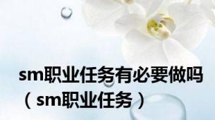 sm职业任务有必要做吗（sm职业任务）