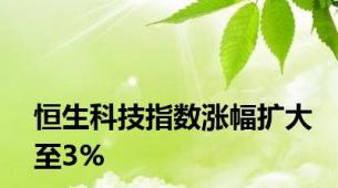 恒生科技指数涨幅扩大至3%