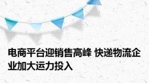 电商平台迎销售高峰 快递物流企业加大运力投入