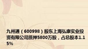 九州通（600998）股东上海弘康实业投资有限公司质押5800万股，占总股本1.15%