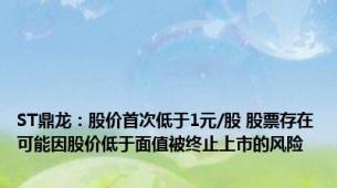 ST鼎龙：股价首次低于1元/股 股票存在可能因股价低于面值被终止上市的风险