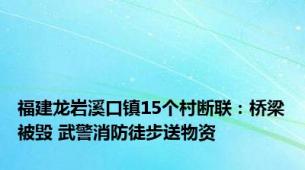 福建龙岩溪口镇15个村断联：桥梁被毁 武警消防徒步送物资