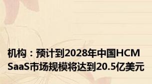 机构：预计到2028年中国HCM SaaS市场规模将达到20.5亿美元