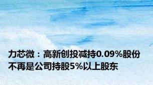 力芯微：高新创投减持0.09%股份 不再是公司持股5%以上股东