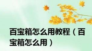 百宝箱怎么用教程（百宝箱怎么用）