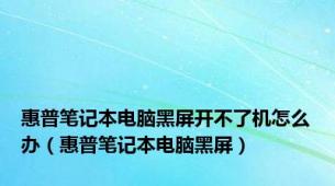 惠普笔记本电脑黑屏开不了机怎么办（惠普笔记本电脑黑屏）