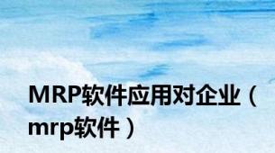 MRP软件应用对企业（mrp软件）