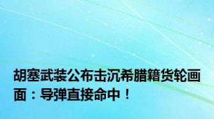 胡塞武装公布击沉希腊籍货轮画面：导弹直接命中！