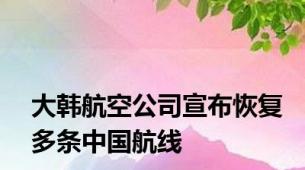 大韩航空公司宣布恢复多条中国航线