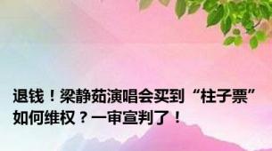 退钱！梁静茹演唱会买到“柱子票”如何维权？一审宣判了！