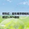 欧科亿：股东南京精锐拟减持不超过1.26%股份