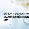 永兴材料：子公司拟2.95亿元投建锂云母绿色智能高效提锂综合技改项目