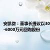 安凯微：董事长提议以3000万元-6000万元回购股份