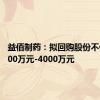 益佰制药：拟回购股份不低于2000万元-4000万元