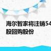 海尔智家将注销5405万股回购股份