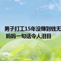 男子打工15年没赚到钱无脸回家 妈妈一句话令人泪目