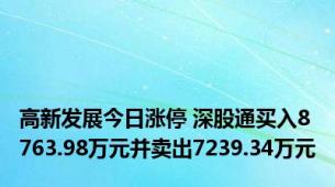 高新发展今日涨停 深股通买入8763.98万元并卖出7239.34万元