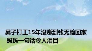 男子打工15年没赚到钱无脸回家 妈妈一句话令人泪目