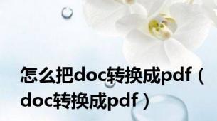 怎么把doc转换成pdf（doc转换成pdf）