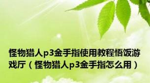 怪物猎人p3金手指使用教程悟饭游戏厅（怪物猎人p3金手指怎么用）