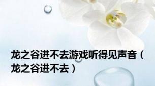 龙之谷进不去游戏听得见声音（龙之谷进不去）