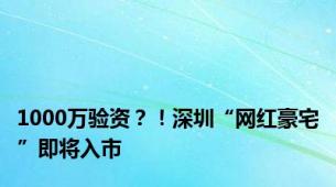 1000万验资？！深圳“网红豪宅”即将入市