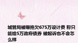 城管局被曝拖欠675万设计费 称只能给5万政府债券 被起诉也不会怎么样