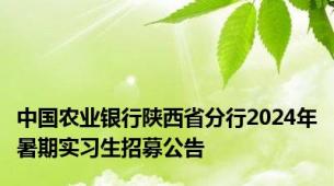 中国农业银行陕西省分行2024年暑期实习生招募公告