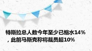 特斯拉总人数今年至少已缩水14%，此前马斯克称将裁员超10%