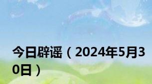 今日辟谣（2024年5月30日）