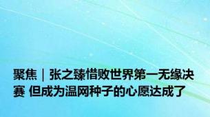 聚焦｜张之臻惜败世界第一无缘决赛 但成为温网种子的心愿达成了