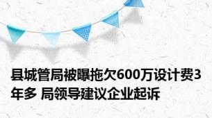 县城管局被曝拖欠600万设计费3年多 局领导建议企业起诉